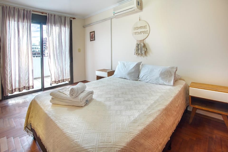 Bed, City view