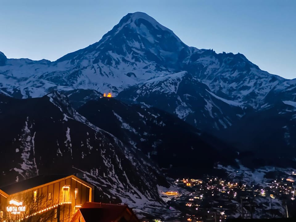 Night, Natural landscape, Winter, Mountain view