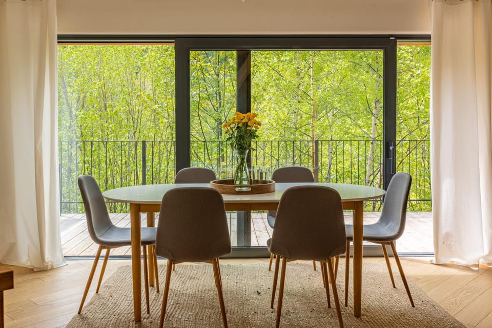 Living room, Seating area, Dining area, Garden view