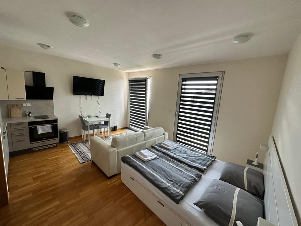 Kitchen or kitchenette, Living room, Seating area