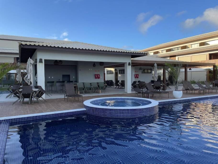 Swimming pool, sunbed