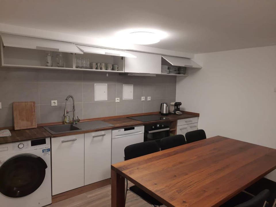 Kitchen or kitchenette, stove