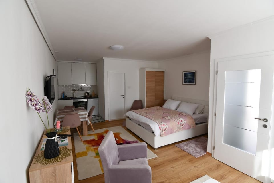 Bed, TV and multimedia, Kitchen or kitchenette, Photo of the whole room