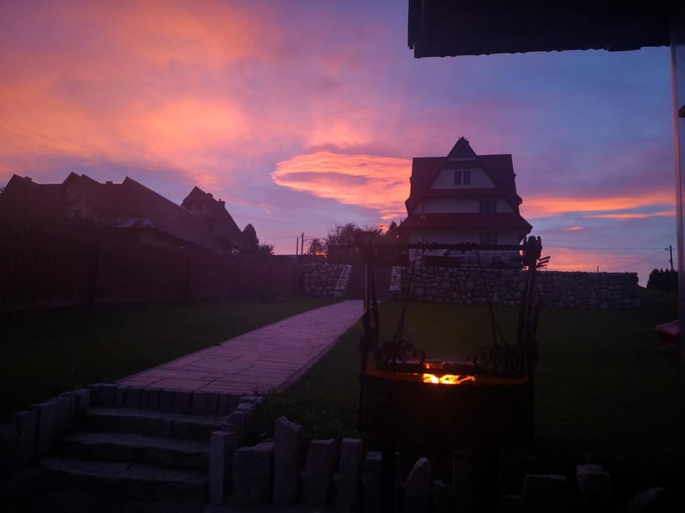 Property building, BBQ facilities, Sunset