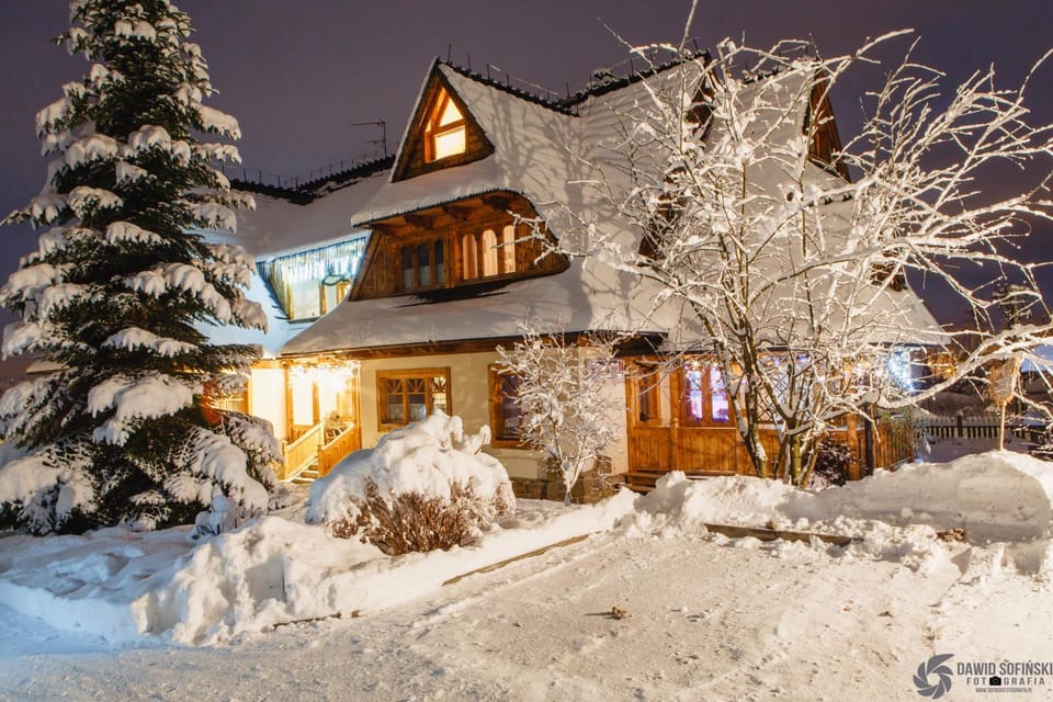 Property building, Night, Winter