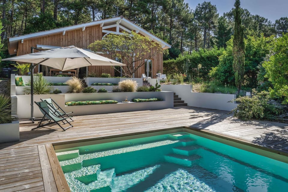 Patio, Natural landscape, Garden, Garden view, Pool view, Swimming pool, sunbed