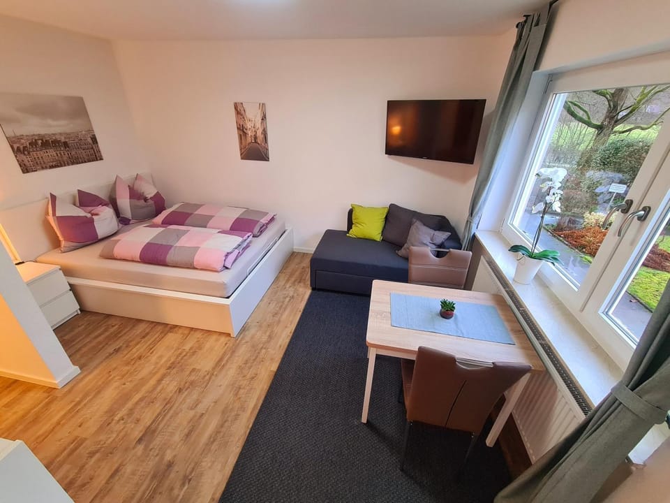 Bed, TV and multimedia, Living room, Photo of the whole room, Seating area, Bedroom