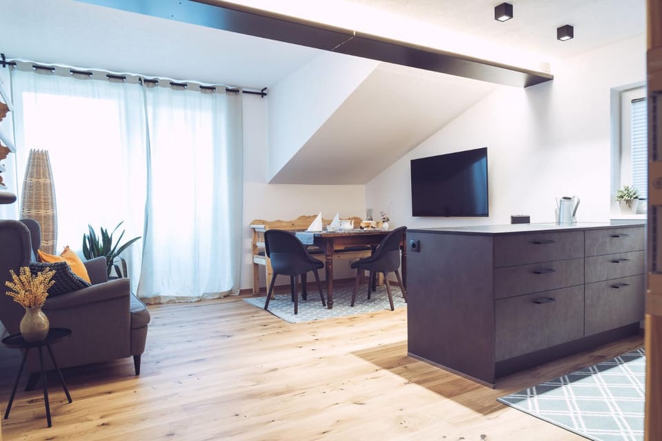 Living room, kitchen