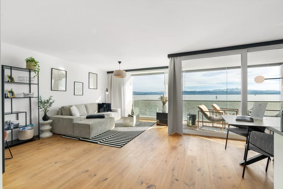 Living room, Seating area, Lake view