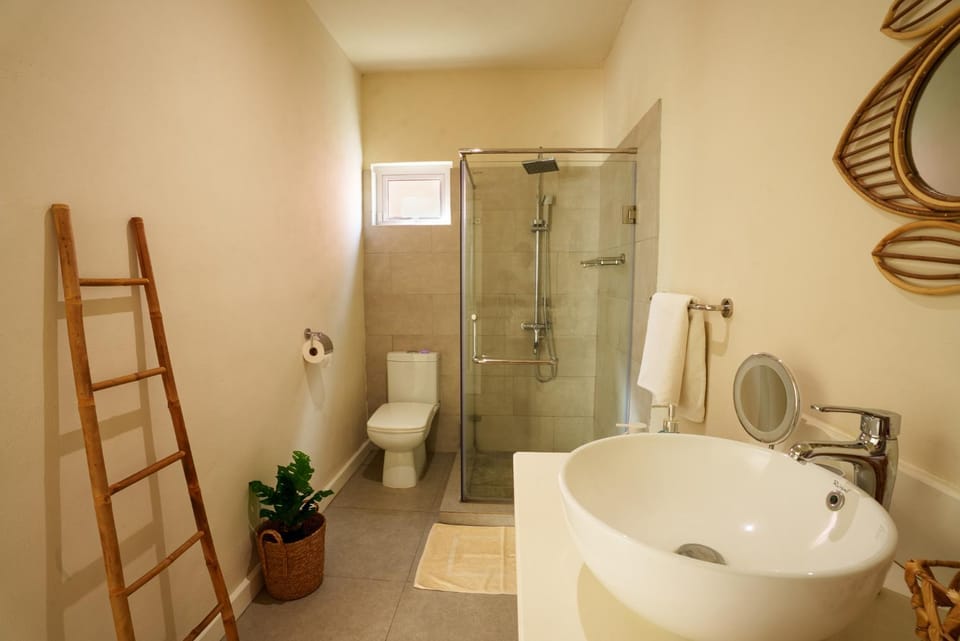 Shower, Toilet, Bathroom, hair dryier, towels
