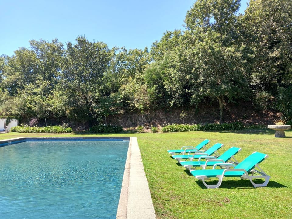 Swimming pool, sunbed