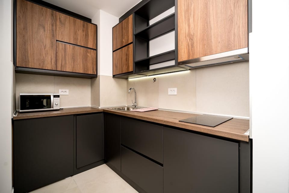 Kitchen or kitchenette, minibar, stove