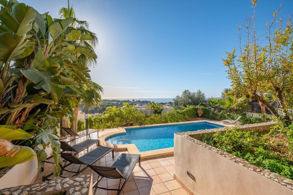 Patio, Natural landscape, Garden, Garden view, Pool view, Sea view, Swimming pool, sunbed