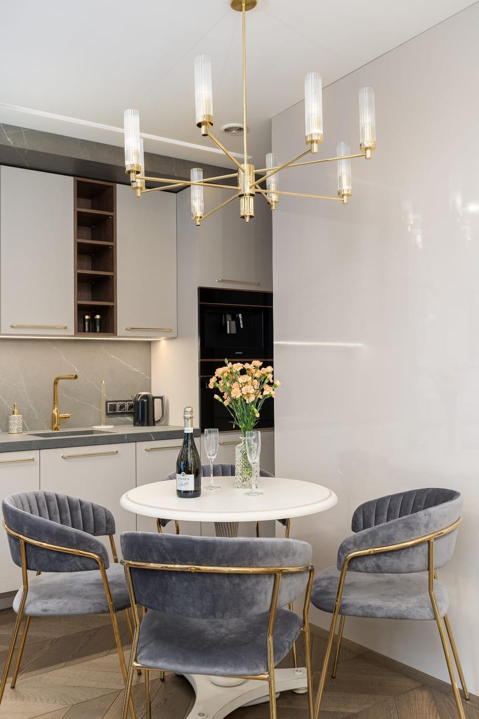 Kitchen or kitchenette, Living room, Dining area