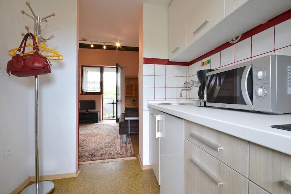 Kitchen or kitchenette, minibar, stove