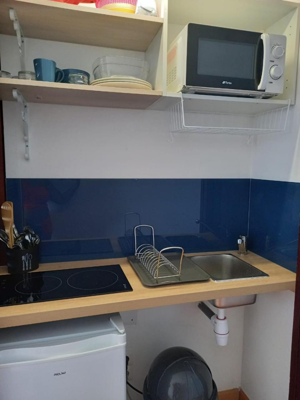 Kitchen or kitchenette, minibar, stove, washing machine