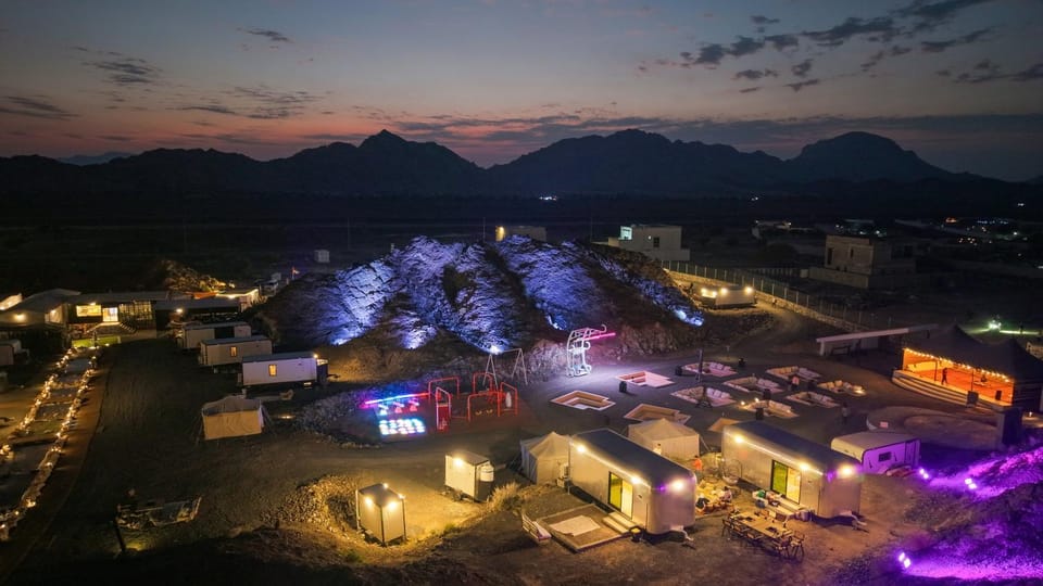 Property building, Night, View (from property/room), Floor plan, Mountain view