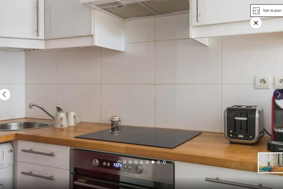 Kitchen or kitchenette, stove