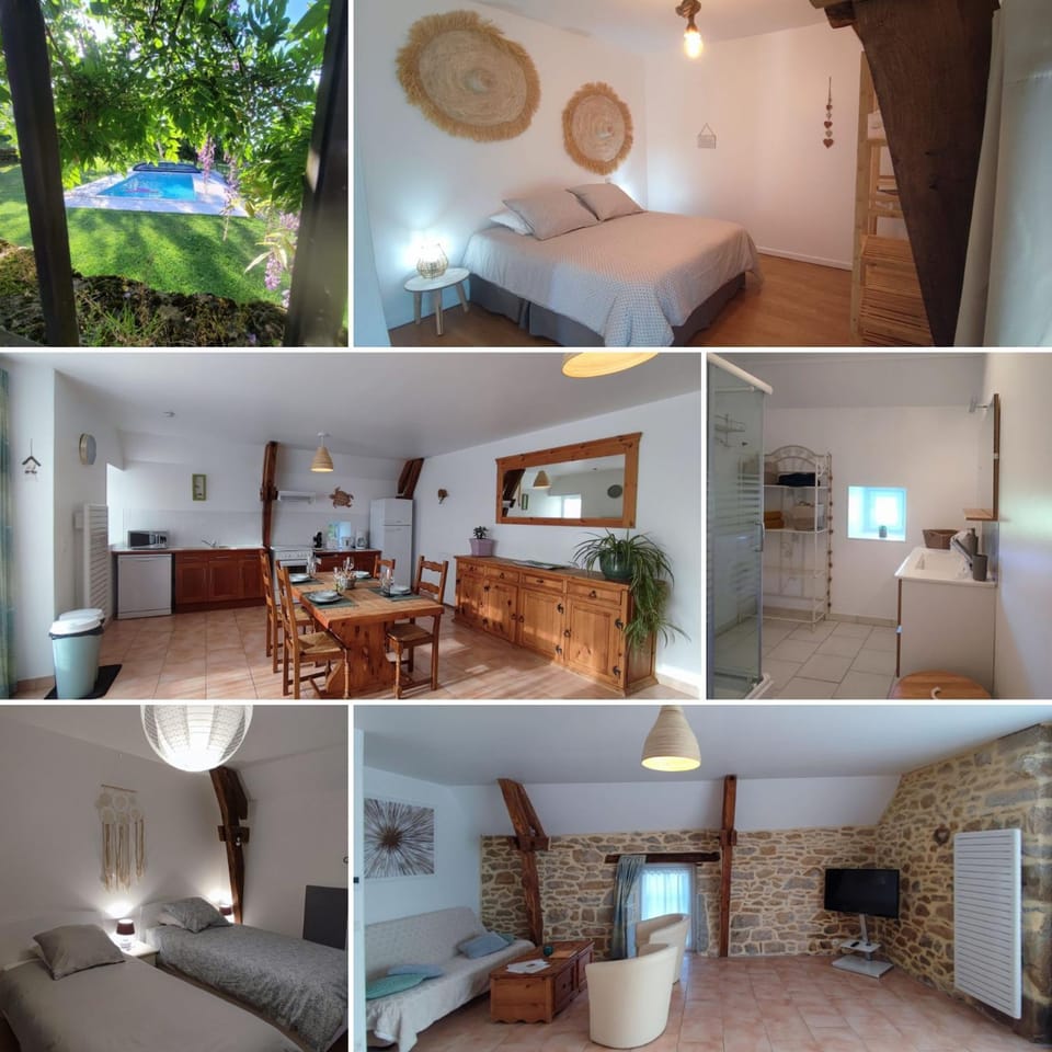 Shower, Patio, Bed, BBQ facilities, Garden, Bathroom, Balcony/Terrace, Kitchen or kitchenette, Photo of the whole room, Seating area, Dining area, Bedroom, Pool view, Swimming pool, kitchen
