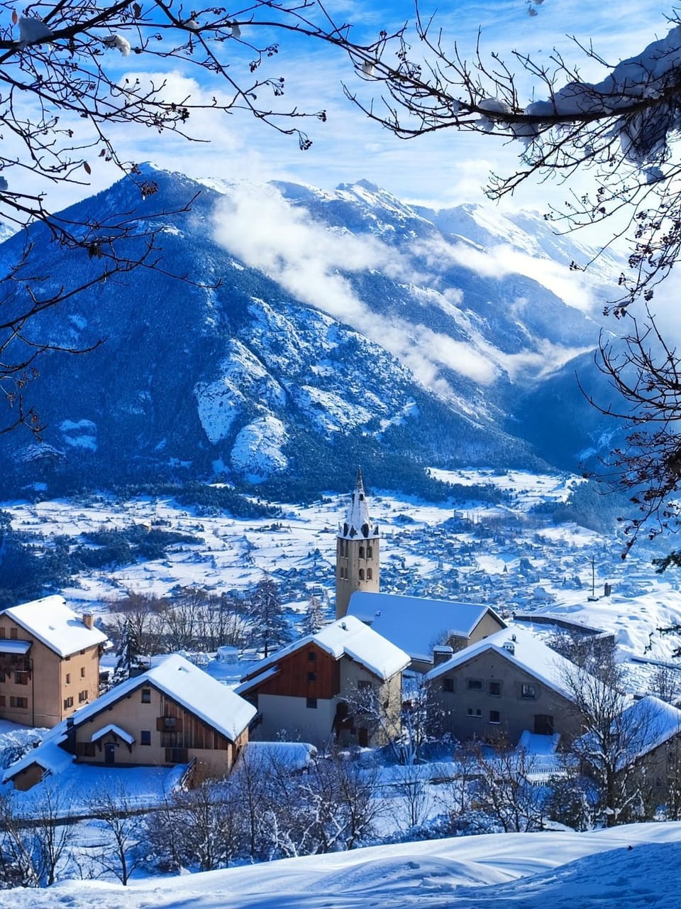 Bird's eye view, Winter, Skiing, Mountain view