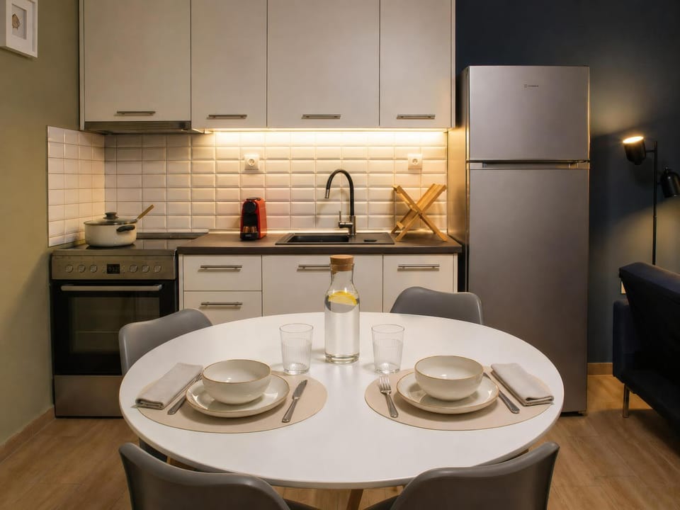 Dining area, oven, stove, kitchen