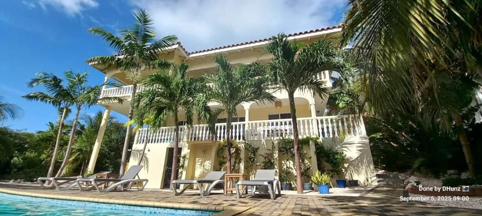 Property building, Patio, Garden, Pool view, Swimming pool, sunbed