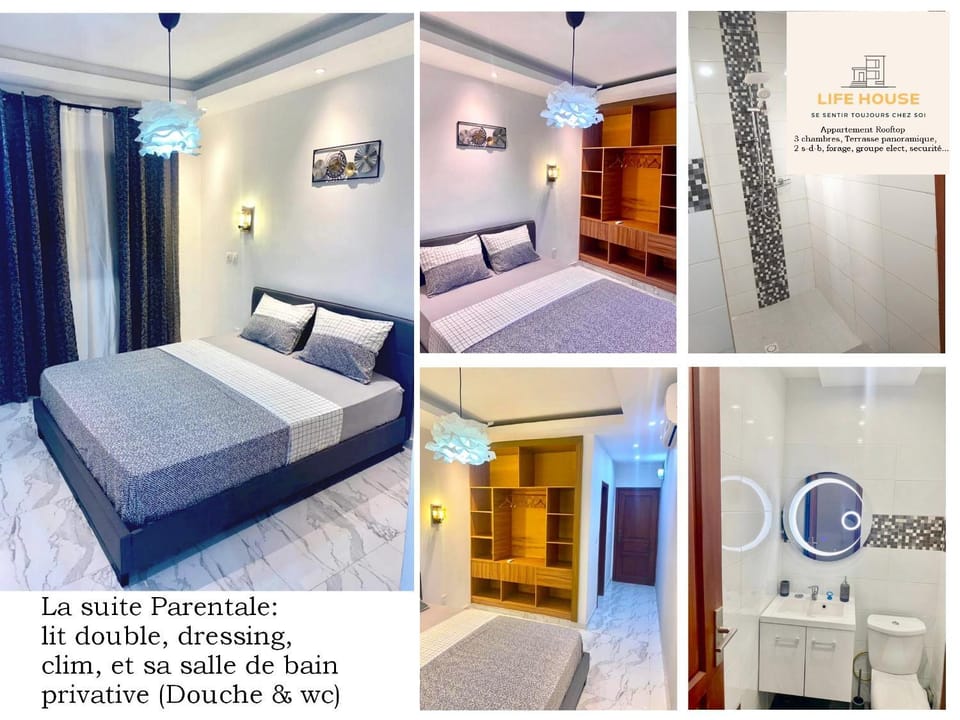 Bed, Bathroom, Photo of the whole room, Bedroom, towels, wardrobe