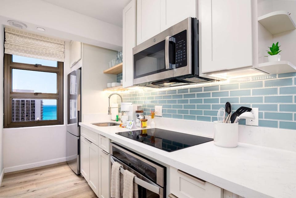 Kitchen or kitchenette, oven, stove