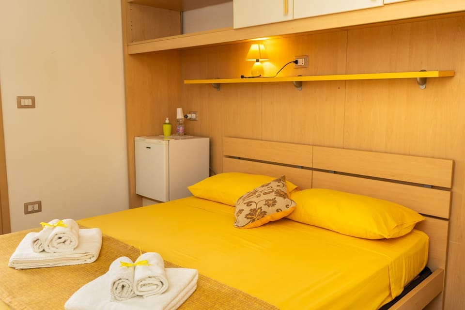 Bed, wardrobe