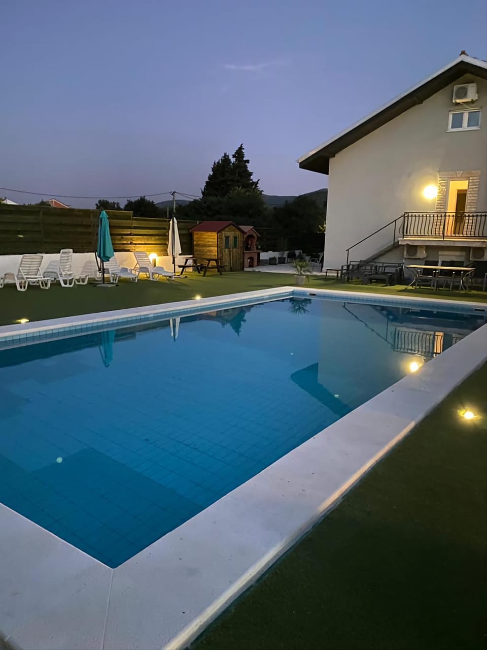 Property building, Night, Pool view, Swimming pool