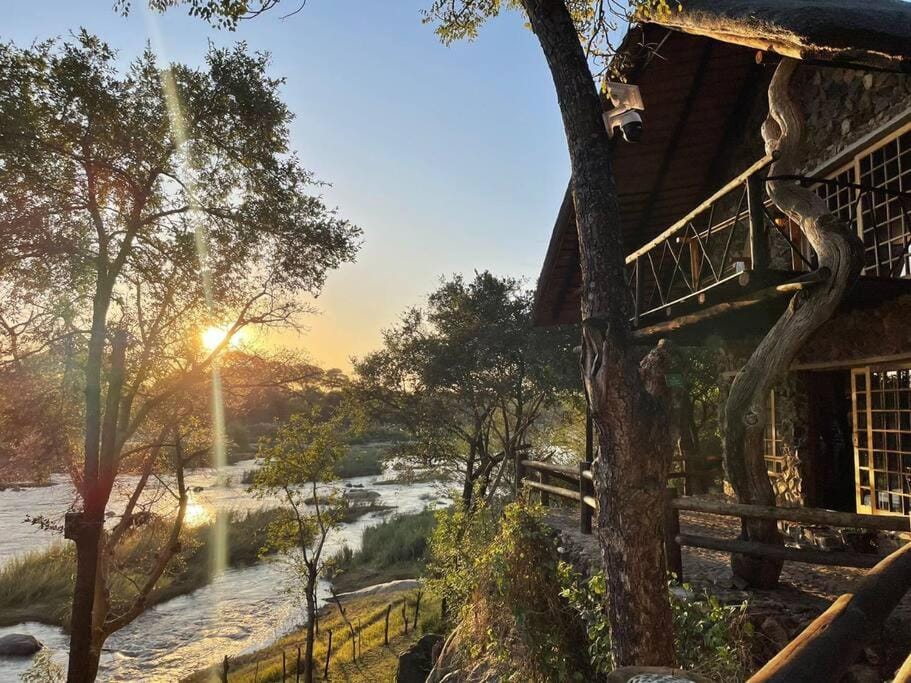 Property building, Natural landscape, Lake view, Sunset