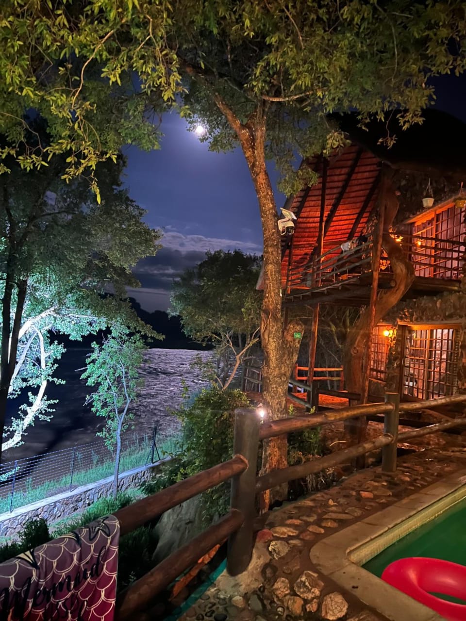 Night, Natural landscape, Garden, River view
