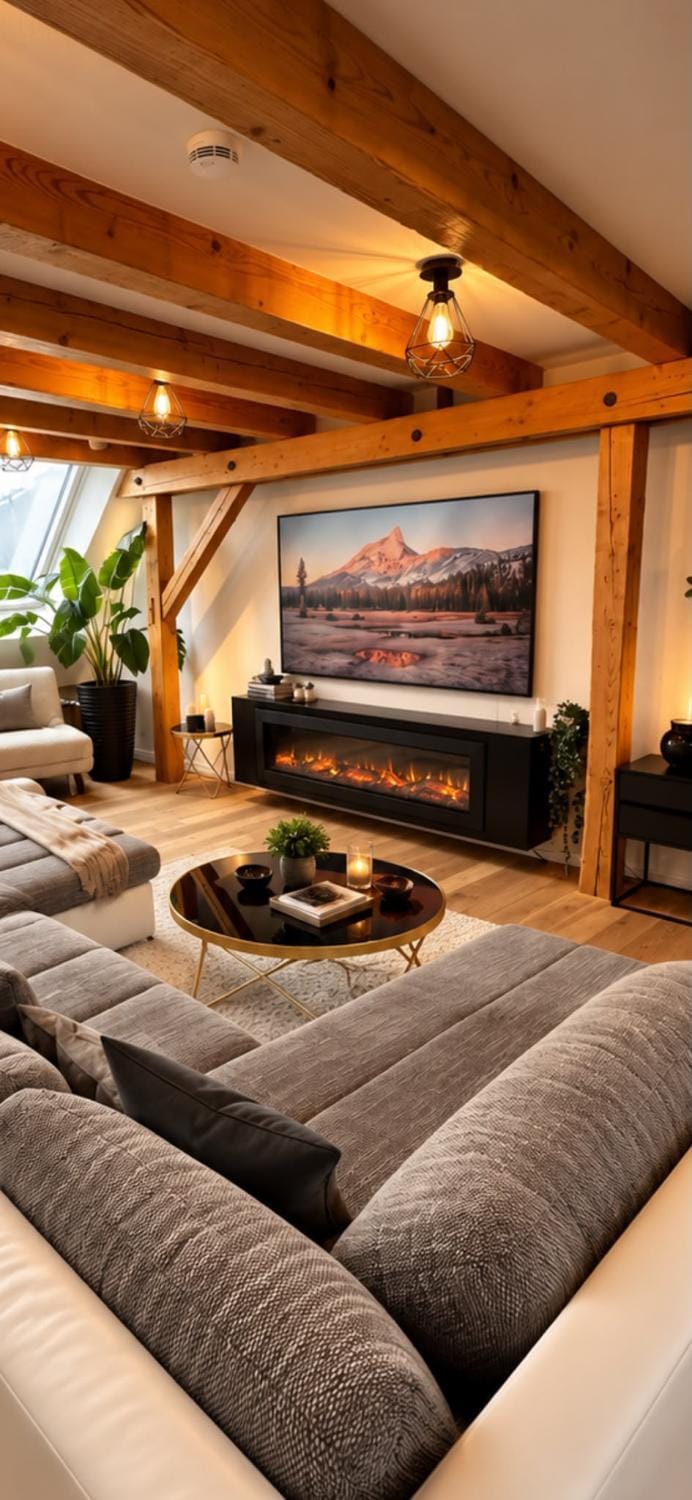 Living room, fireplace