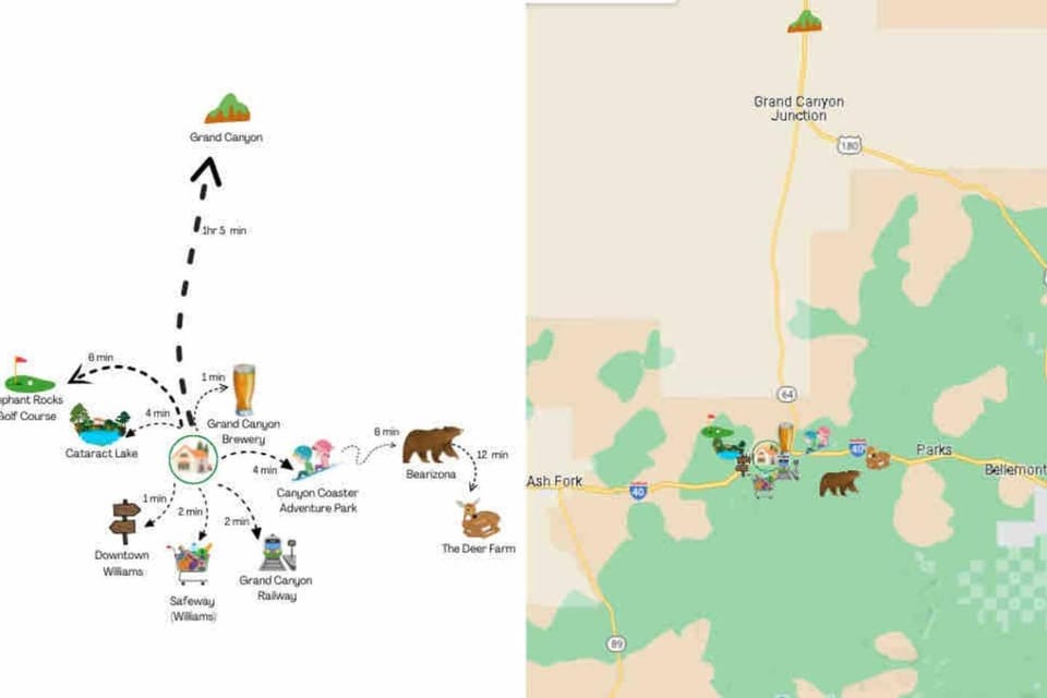 Walk to GC Train Depot and Route 66, king beds, game room, BBQ, firepit House in Williams
