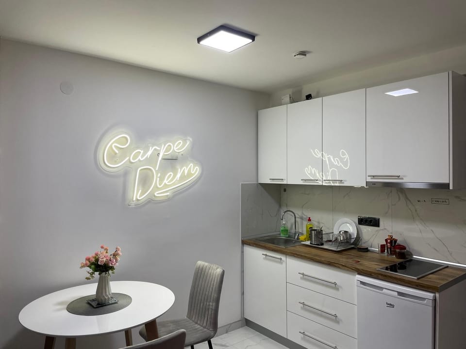 Coffee/tea facilities, Kitchen or kitchenette, Dining area, minibar, stove