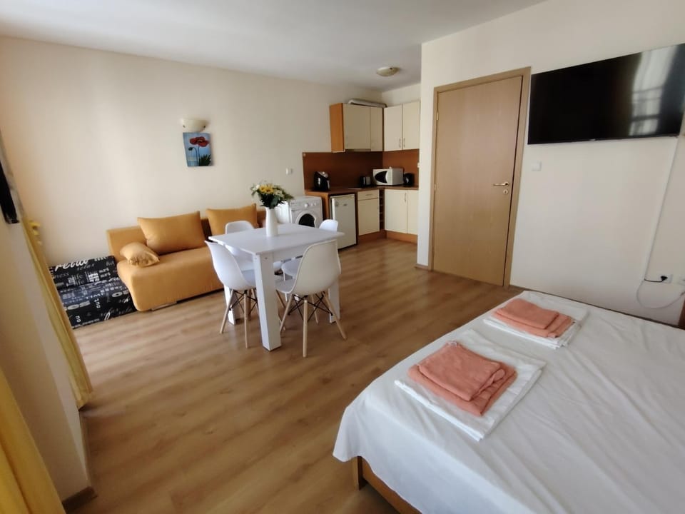 Bed, TV and multimedia, Kitchen or kitchenette, Photo of the whole room, Bedroom