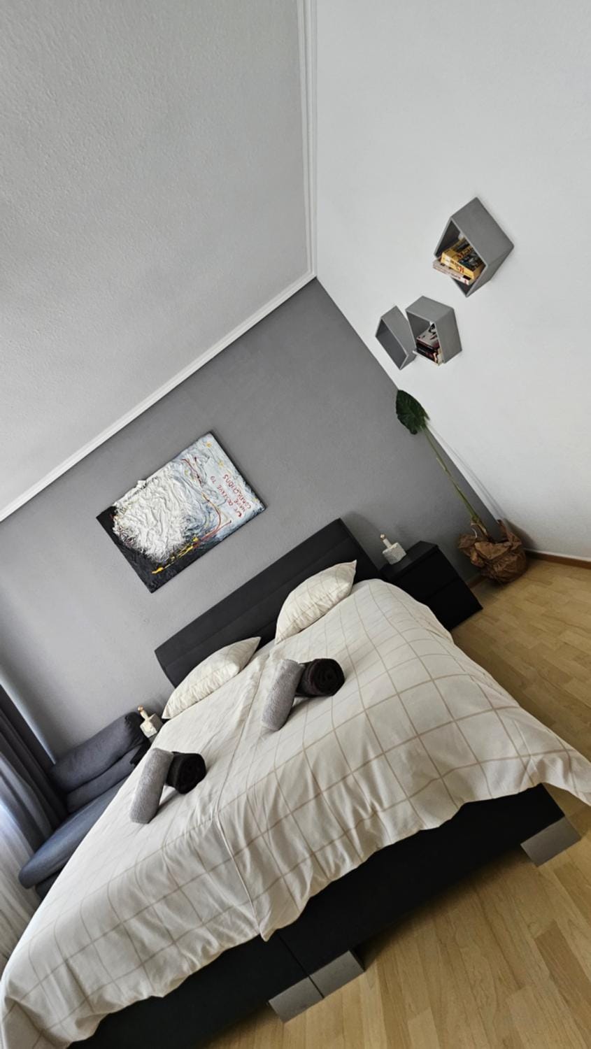 Photo of the whole room, Bedroom, towels