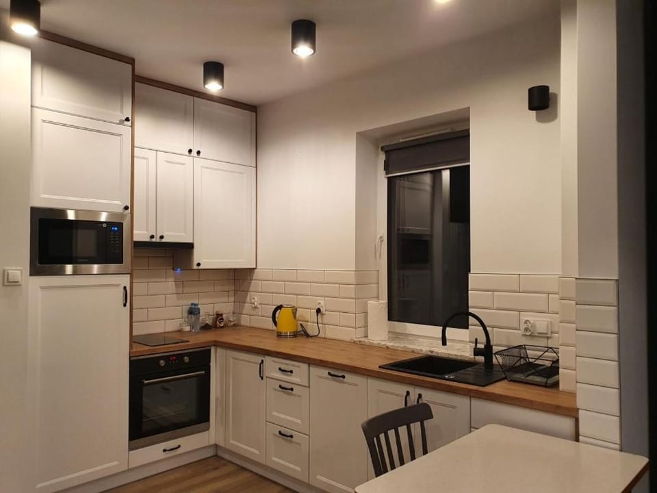 Kitchen or kitchenette, dishwasher, stove
