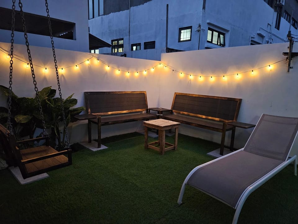 Patio, Night, Seating area, sunbed