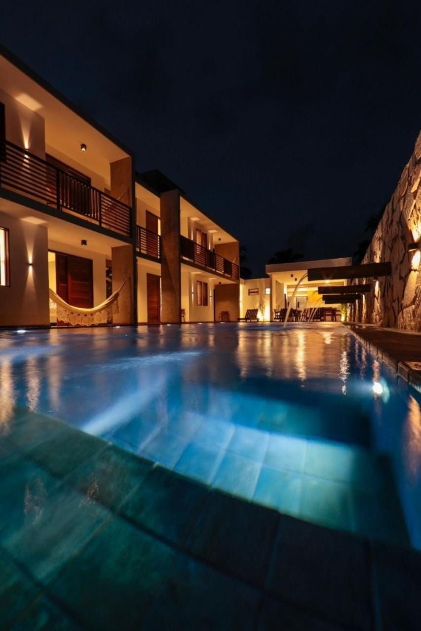 Night, Pool view, Swimming pool