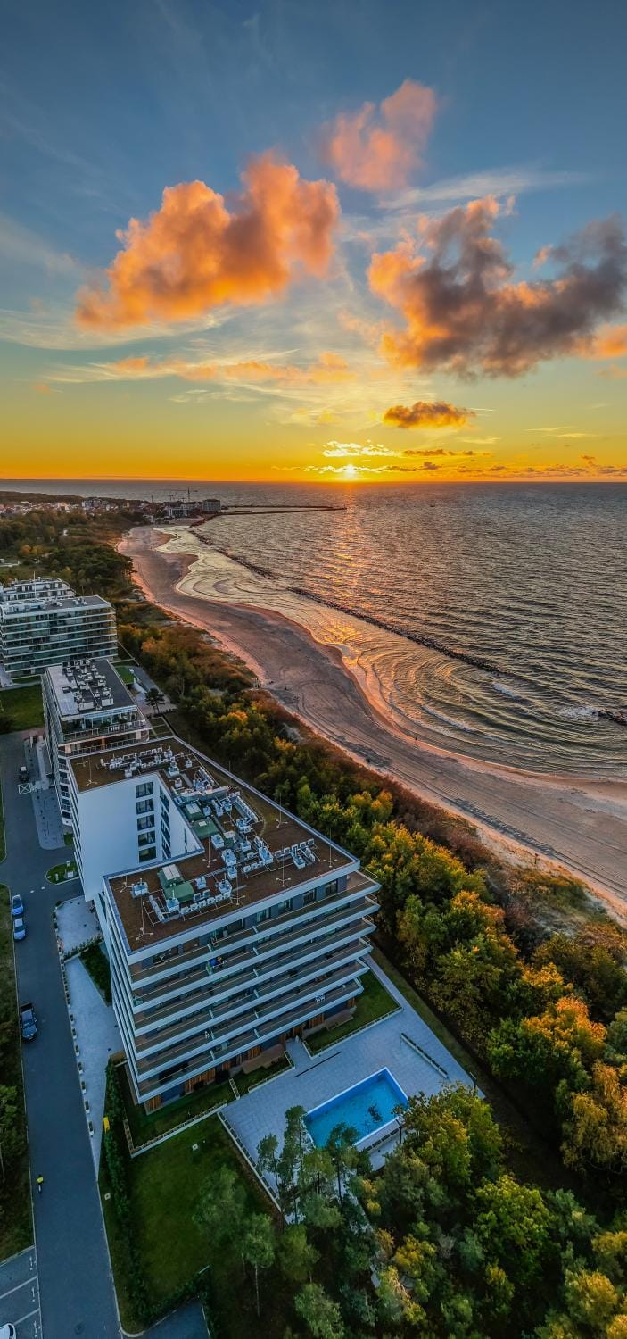 Natural landscape, Bird's eye view, Beach, Sea view, Sunset
