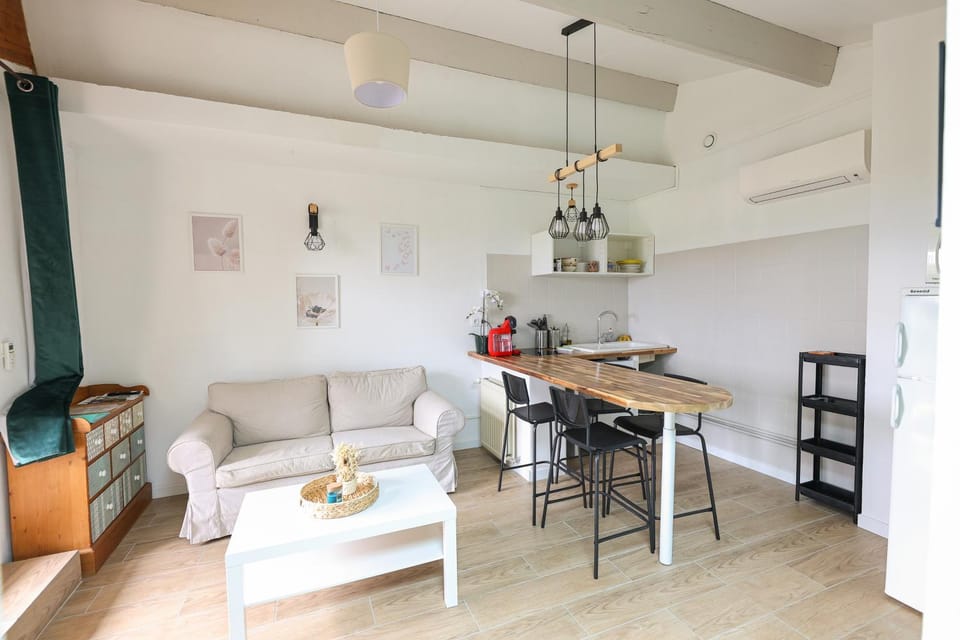 Kitchen or kitchenette, Living room, Seating area, Dining area