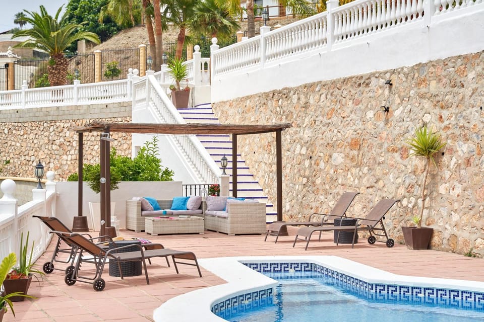 Property building, Living room, Swimming pool