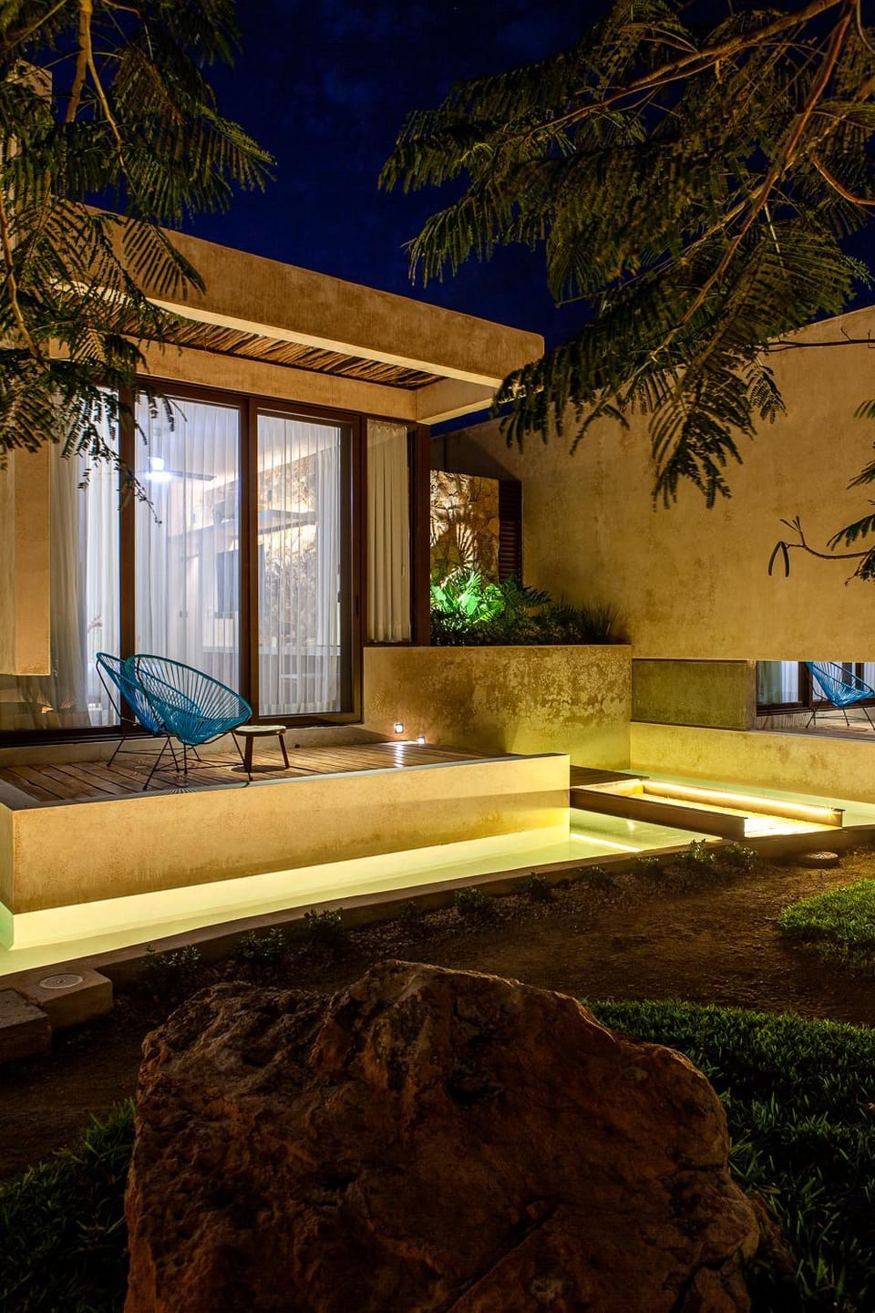 Patio, Night, Seating area, Garden view