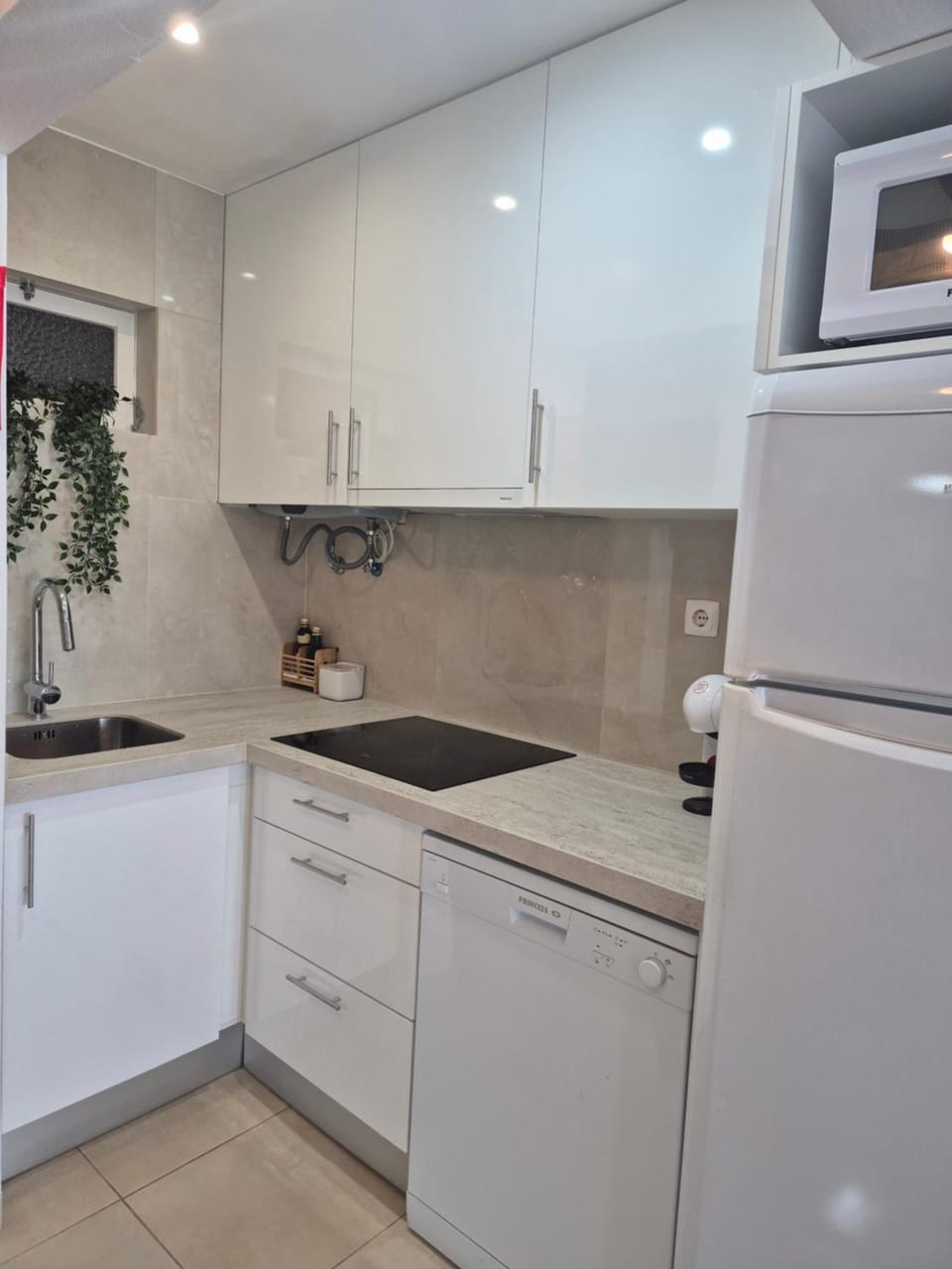Kitchen or kitchenette, dishwasher, stove