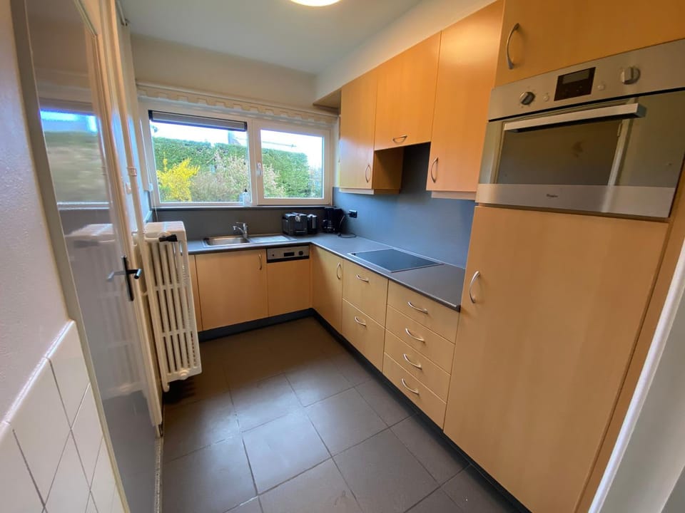 Kitchen or kitchenette, dishwasher, stove