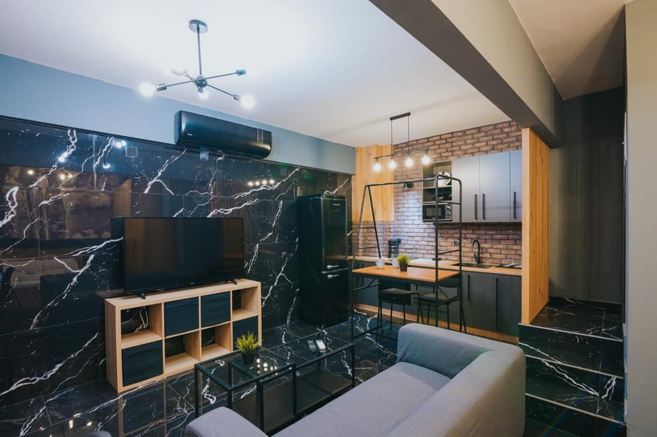 Living room, kitchen
