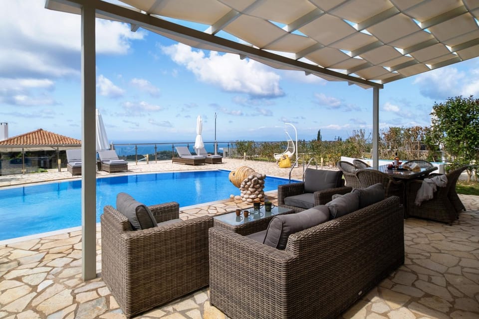 Property building, Living room, Swimming pool