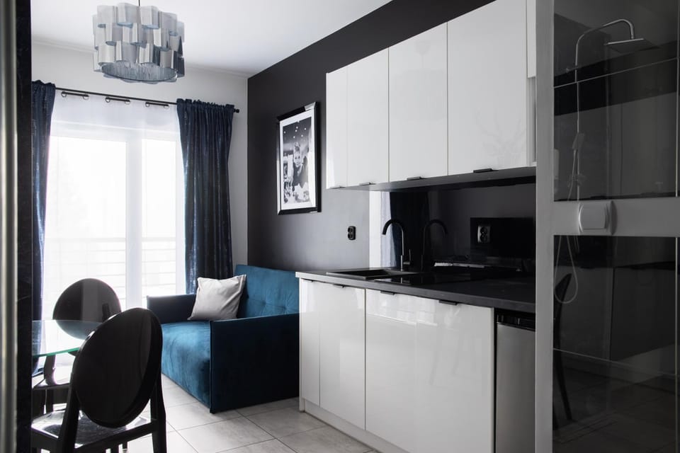 Nowoczesny apartament GLAMOUR Łódź z prysznicem pośrodku Apartment in Masovian Voivodeship