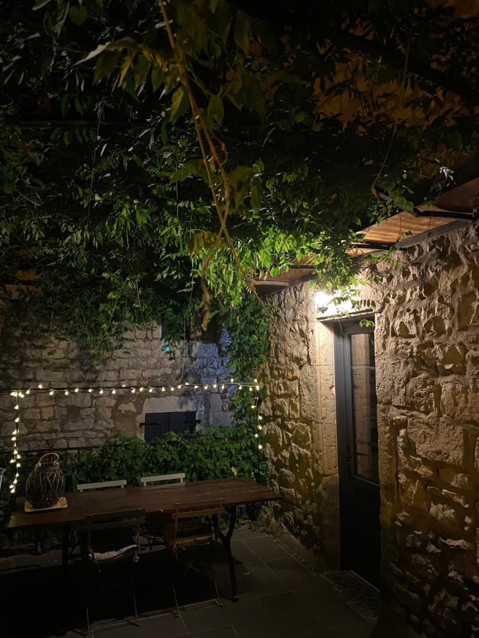 Patio, Night, Dining area